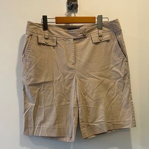 Talbots Beige and White Pinstripe Bermuda Shorts